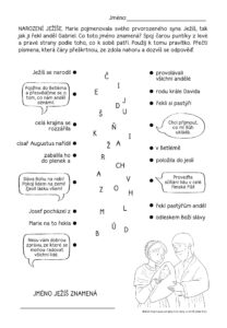 Pracovní list - Ježíšovo narození a pastýři