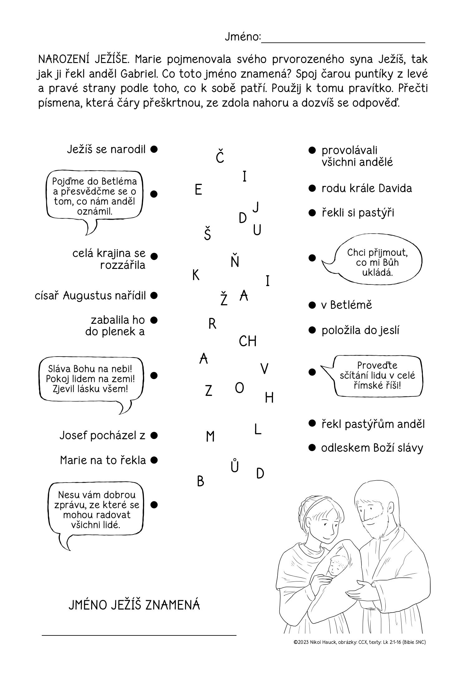 Pracovní list – Ježíšovo narození a pastýři
