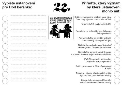 Pracovní list – Hod beránka a vyvedení z Egypta - st