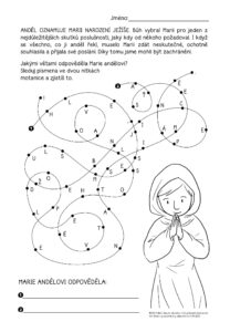 Pracovní list - Anděl oznamuje Marii narození Ježíše