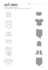 Pracovní list - Boží zbroj PL pro předškoláky