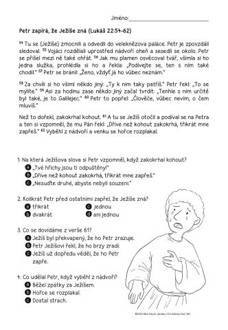 Pracovní list – Petr zapře - čtení s porozuměním